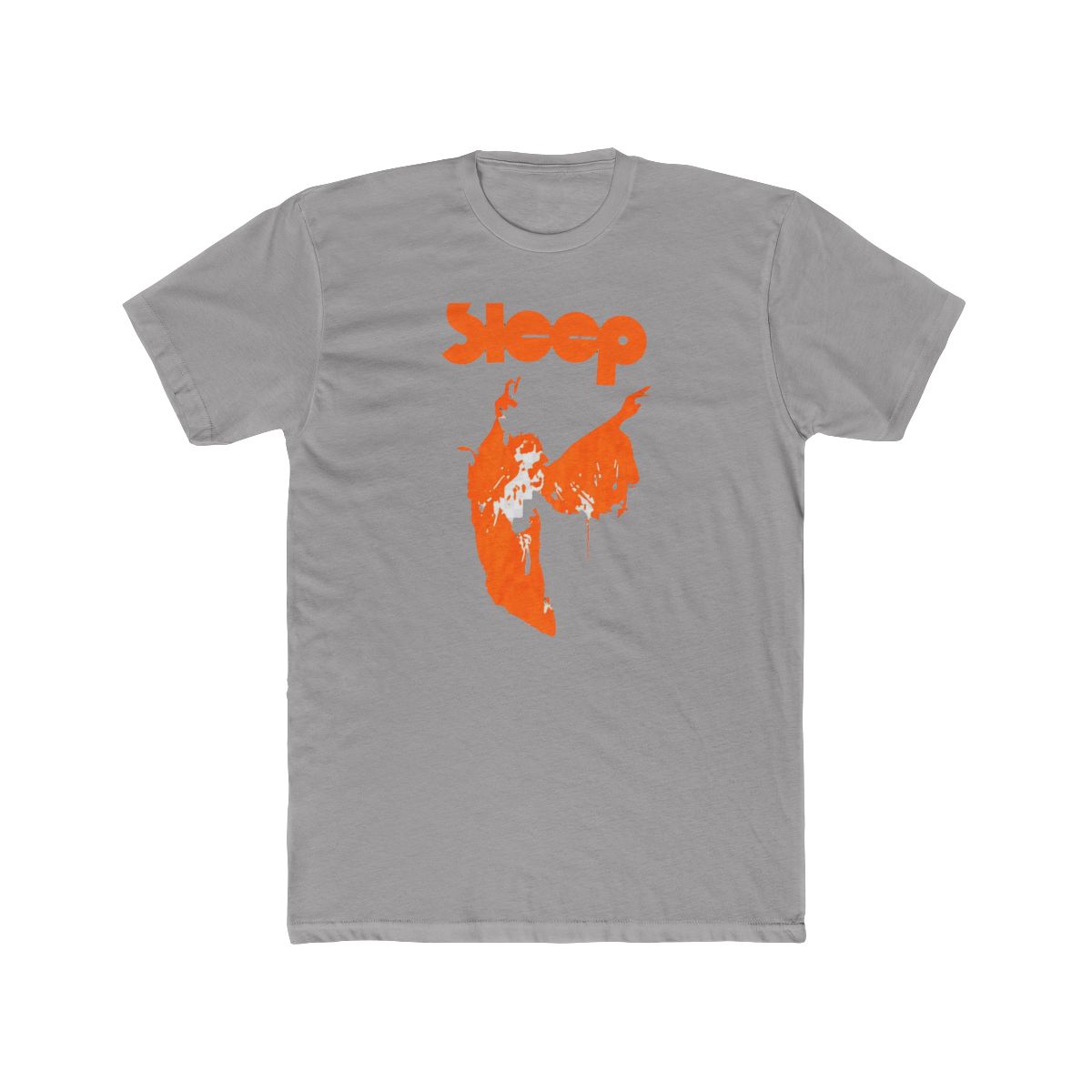 with an orange print of the band Sleep. The print features the band's name and a T-Shirt