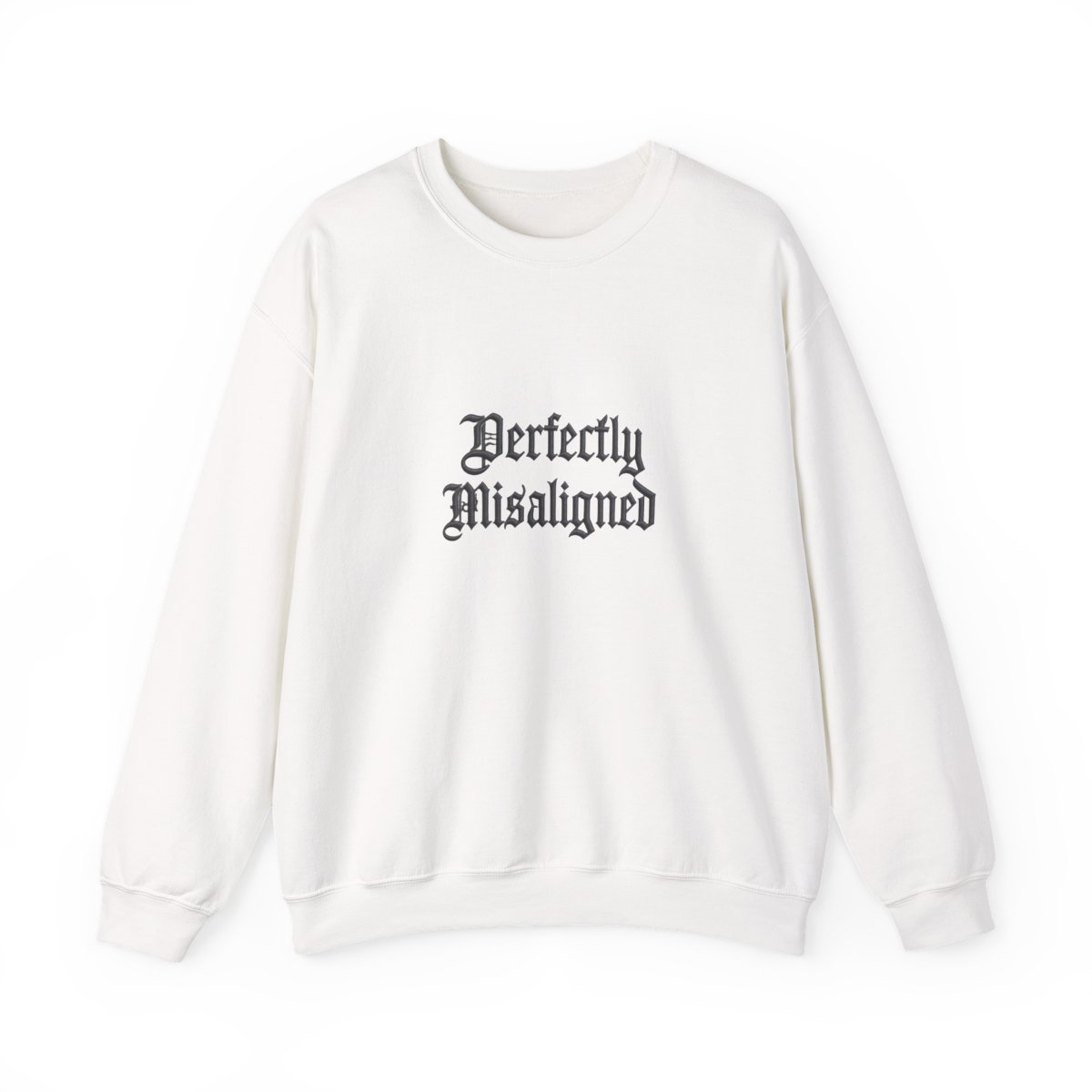Perfectly Misaligned Sweatshirt, Tone on Tone Gothic Crewneck, Minimalist Dark Sweatshirt, Alternative Fashion